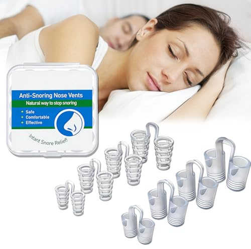 Schnarchstopper Anti Schnarch, 8 PCS Nasenklammer Nasendilatator Gegen Schnarchen, Schnarchstopper für Männer und Frauen, Nasenspreizer Wiederverwendbares mit Aufbewahrungsbox