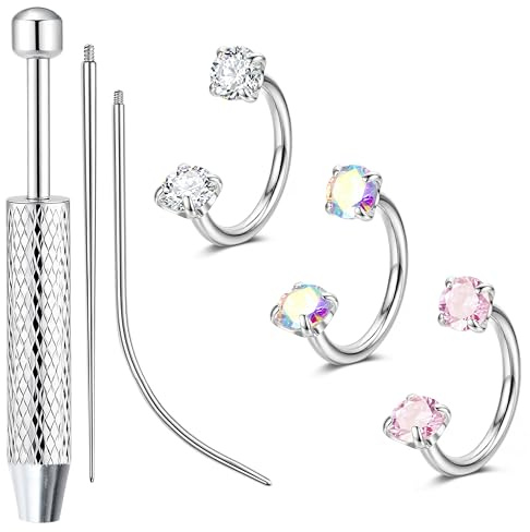 KRFY 18G Horseshoe Nose Ring Surgical Steel Septum Piercing Jewellery-SP