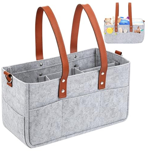 10L filtväska, shoppingväska med fack, robust och bärbar filtväska | Filtväska, shoppingkorg för utflykter, picknick, shopping, förvaring, mörkgrå, 33x15x18 cm