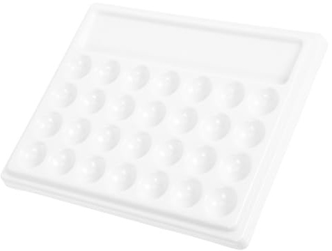 NESTINGHO Vassoio per Vernice Facile da Pulire Bianco in Plastico 28 Fori, Tavolozza per Acquerelli e Pigmenti a Olio e Comoda da Conservare per Pittura Artistica