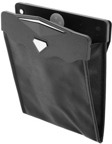 FOYTOKI Bolsa de Basura para Coche Diseño Colgante y Luz Led, de Cuero Negro, Almacenamiento Conveniente para Asiento Trasero en Uso Nocturno