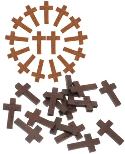 ULTECHNOVO 30 Stück Holz Kreuzanhänger 2,5x4cm Leichtes Selbstgemacht Schmuckanhänger für Halsketten Armbänder Pulloverketten Unbedenkliches Gratfreies Material Vielseitige Bastel Dekoration