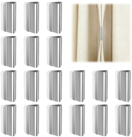 Avvchuy 18 Pairs Magnets Curtain Clips for Closure, Magnetic Closure No Drill Detachable Buckle for Indoor & Outdoor Curtains