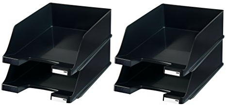 HAN 4er Set 1047-13 Briefablage Klassik XXL, DIN A4/C4, extra hoch, stapelbar, schwarz (4)