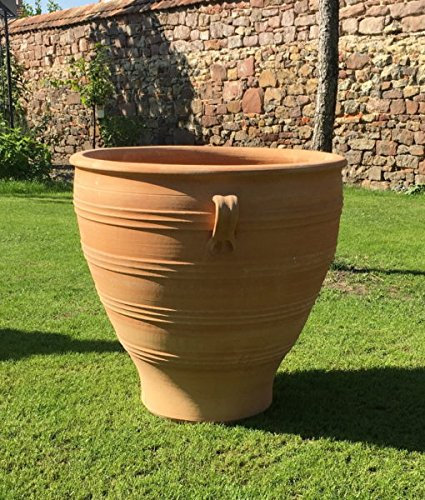 Kreta Keramik | hochwertiges Pflanzgefäß | 80 cm | handgefertigter, frostsicherer Terracotta Topf Blumenkübel | l für Garten oder Terrasse Rosa2
