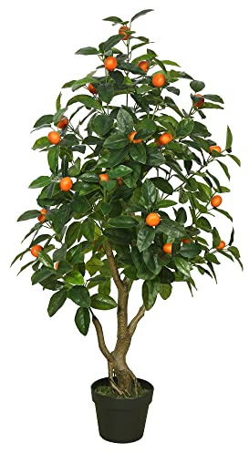 Vickerman 48 Real Touch Artificial Orange Tree, 4 ft Tall Potted Faux Orange Tree with Realistic Leaves and Fruit, Perfect Indoor Decoration for Home or Office, Maintenance-Free, Easy Care