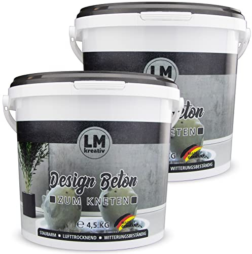 LM-Kreativ Beton (9 kg) Knet Design Kreativbeton Bastelbeton Beton für Kreative Bastelbeton Modellieren Schmuckbeton Grau