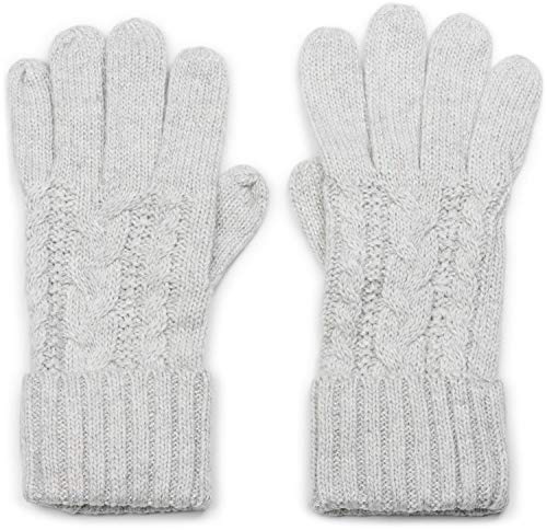 styleBREAKER Damen Strick Handschuhe Zopfmuster Metallic | Wärmendes Polyacryl-Gewebe mit Glitzerfaden, ohne störende Nähte, elastische Einheitsgröße, doppelter Bund.