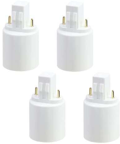 Geesatis 4 Pcs Light Socket Adapter Gx23 to E27 Converters Lamp Holder 2 Pin Bulb Base Adapter,Flame Retardant PBT, Light Accessories White
