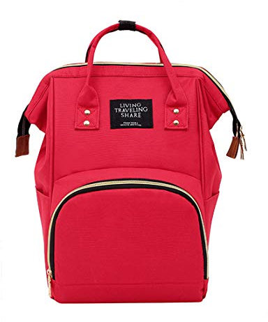 Baby Wickelrucksack Wickeltasche Multifunktional Mode Wickelrucksack 25 * 17 * 40cm Große Kapazität Babyrucksack, Red
