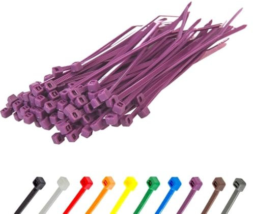 GTSE 6” Purple Zip Ties, 100 Pack, 40lb Strength, UV Resistant Strong Nylon Cable Ties, Self-Locking 6 Inch Tie Wraps