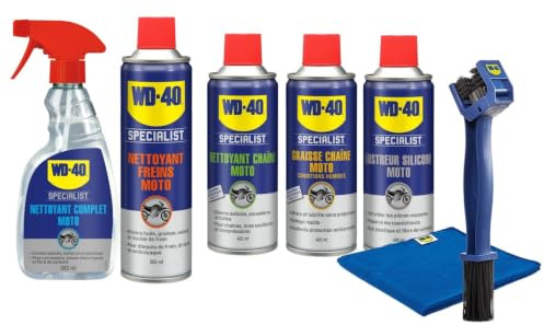 WD-40 SPECIALIST Kit d'entretien Moto Complet - Pack de 5 produits + outils