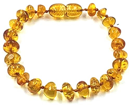 Natural Baltic Amber Bracelet/Anklet- Handmade Genuine Cognac Amber Beads - Knotted Between Beads 14cm