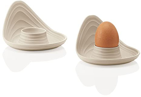 Guzzini - Tierra, Set di 2 Portauova in Plastica Riciclata - Argilla, 12,3x12xh7,3 cm - 19630079