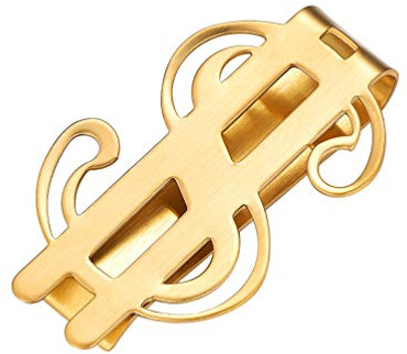 PROSTEEL Herren Geldscheinklammer 18k vergoldet Geldclip mit Dollar Zeichen Halter für Visitenkarte Kreditkarte Geldscheine Brieftasche Vatertag Neujahr