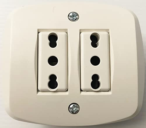 EuroStore07® DOPPIA PRESA BIVALENTE AUTOPORTANTE IN ABS PER SCATOLA TONDA ME 3 + 4