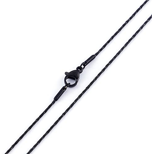Epinki Kette Frau 46 cm, Damen Schlangenkette Schwarz Kette Edelstahl Ohne Anhänger Breit 1MM Freundschaftsketten Jungs Hip Hop für Frauen