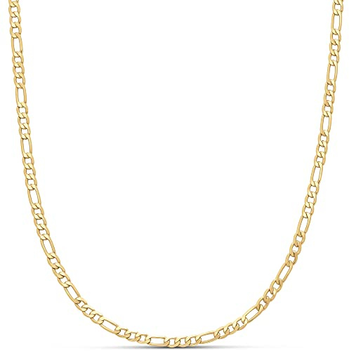 Amazon Essentials 14k Gold or Sterling Silver Plated Figaro Chain Necklace