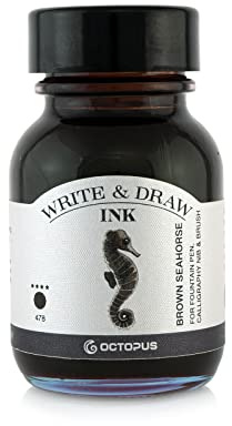 Octopus inchiostro impermeabile per scrittura e disegno, inchiostro per calligrafia e illustrazione per penna stilografica, marrone, 50ml
