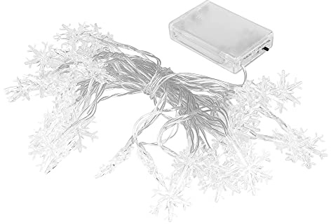 Ideen mit Herz LED-Lichterkette mit Schneeflocken | 40 LEDs | batteriebetrieben | warmweiß | Kabellänge 610 cm | inkl. Timer-Funktion