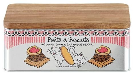 DLP Boîte à biscuits couvercle bois modèle Langue de chats - Derrière la porte