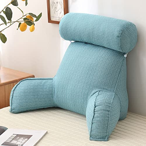 CLEMMO Lesekissen,Stützkissen,Rückenkissen mit Armlehnen,mit Abnehmbarer Nackenrolle und Seitentasche,Für Sofa/Bett,Lesen und Fernsehen