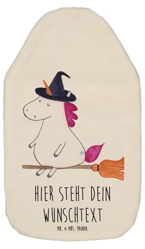 Mr. & Mrs. Panda Personalisierte Wärmflasche Einhorn Hexe - Weiß