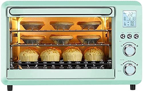 CAZARU Forno Elettrico da Tavolo 30L Forno Multifunzione Intelligente Verde capacità 1500 W Controllo della Temperatura a frequenza variabile e Pannello LED