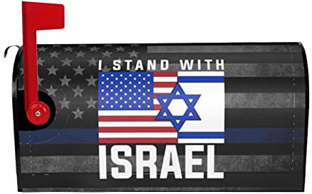 American I Stand with Israel USA Flag Standard Size Mailbox Cover Magnetic 21x18 in Fade-Resistant Post Letter Box Cover Garden Yard Home Decor