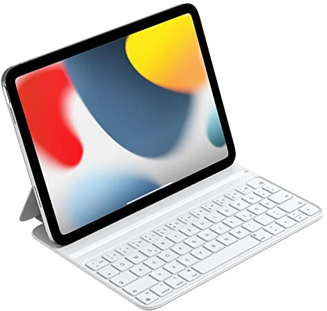 HOU Clavier pour iPad 10 EME Generation/11eme A16 2025 11 Pouces, Deux Angles de Soutien, Ergonomique, Qualité Supérieure Clavier AZERTY, en Similicuir, Portable, Blanc