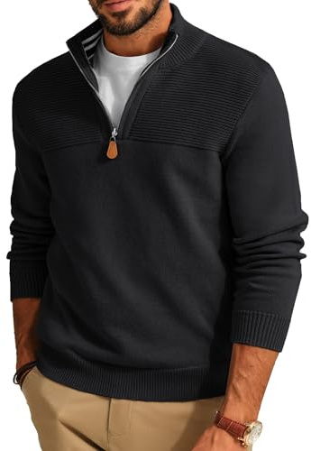 PJ PAUL JONES Troyer Pullover Herren mit Reissverschluss Arbeitspullover | Half zip, rollkragenpullover, v-ausschnitt, feinstrick, soft, winter warm