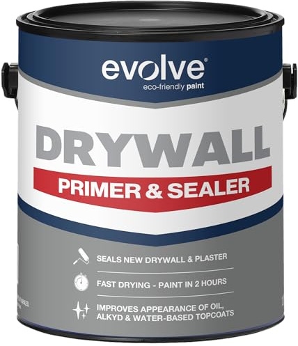 EVOLVE Drywall Primer & Sealer, 1 Gallon – Professional Fast-Dry Drywall Primer, Low VOC & Low Odor, Excellent Adhesion & Hide, Smooth Sealing Base for Walls & Ceilings