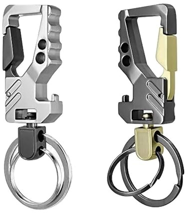 Mousqueton Porte Clé,2 pcs Porte-clés avec Ouvre-Bouteille de Bière,Anneau Porte Cle Métal porte clef pour Voiture Moto Homme et Femme