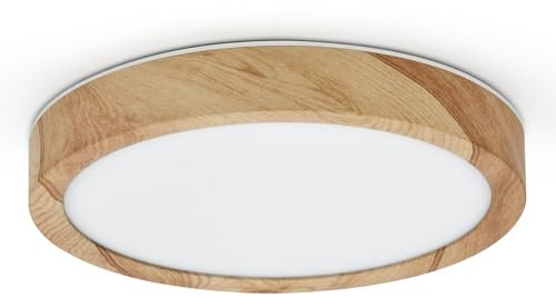 LVL LED Ceiling Light, 24W Wood Grain Flat Round Nordic Flush Ceiling Light for Bedroom Living Room Kitchen Bathroom Lights (24W)