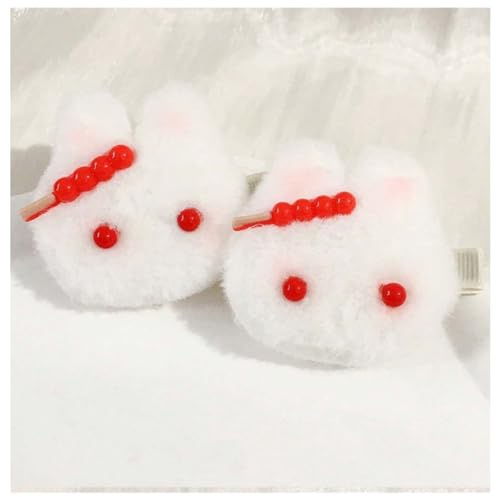 1pair Strawberry Hair Clips Rabbit Candy Blush Cheeks Plush Hair Claw Clip for Girls, Winter Gift for Students, Best Friends (candy)