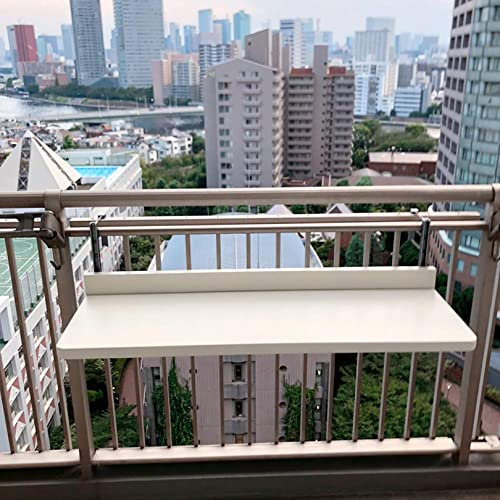 Balkon-Hängetisch, Balkon-Stehtisch, Beistelltische für den Außenbereich, rechteckiger Geländertisch im Holzstil, höhenverstellbar, faltbar und kompakt, wetter- und rostbeständig, passend für verschi