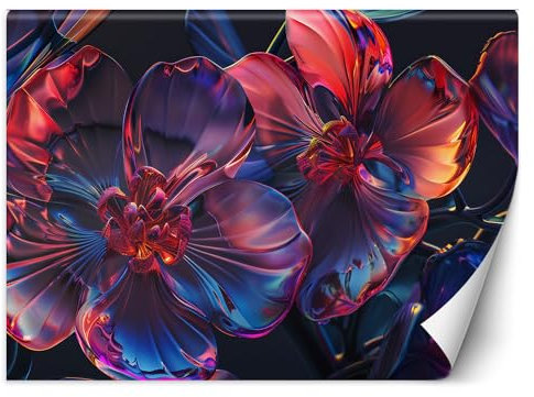 Feeby - 3d Tapete - 200x140 cm - Fototapete Schlafzimmer - Bunte Blumen 3D - Deko Wohnzimmer - Wallpaper - Wand Deko - Wandtapete - Wandbild XXL - Tapete - Wanddeko - Vliestapete - Wandbilder