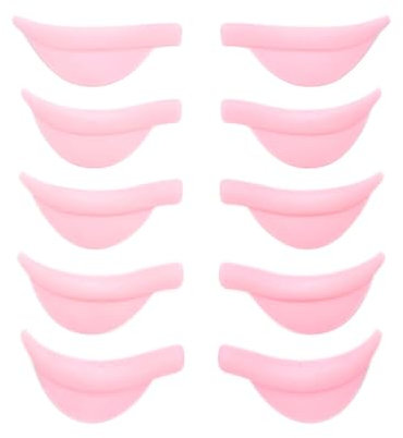 KGDUYC 10 PCS Bigodino per Ciglia in Silicone - Bigodini Laminazione Ciglia Riutilizzabili, Cuscinetti Permanenti per Ciglia XS/S/M/L/XL, 5 Misure, Barre di Sollevamento Ciglia, Rosa