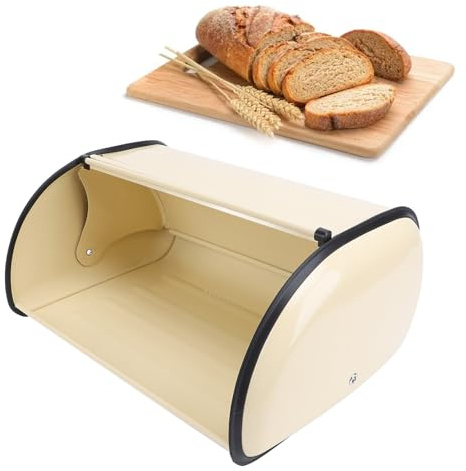 Sunicon Contenitore portapane in metallo con coperchio, contenitore portapane di grande capacità, contenitore multiuso dal design di ispirazione vintage per pane, torta, (SuniconOEskxcN-12)