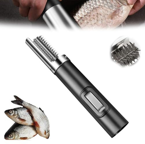 VoOqo Electric Fish Scaler Fish Scale Scraper Remover Cleaner with Waterproof Powerful Motor Portable Design, Rechargeable Battery for Fish Scaling black