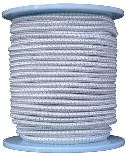 Gepotex Gummiseil/Expanderseil Länge 50 Meter Durchmesser 5mm Farbe weiß reflektierend, Beste Qualität - Made in Germany