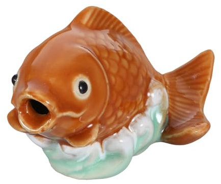 ABOOFAN Ceramic Carp Fish Statue Garden Ornament with Water Fountain Spitter Outdoor Pond Decor Gold Fish Figurine for Patio Lawn Aquarium Accessories