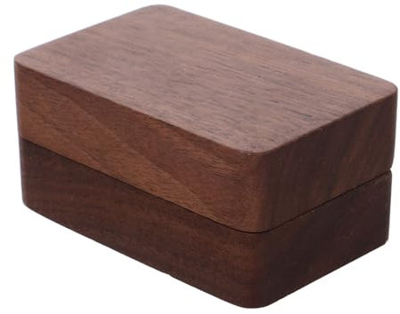 DEARMAMY Walnuss Holz Ringbox Rechteckig Massiv Für Verlobung Hochzeit Schmuckkästchen Ringhalter Präzise Gefertigt Langlebig Und Edel Braun Schwarz Elegantes Aufbewahrungsset