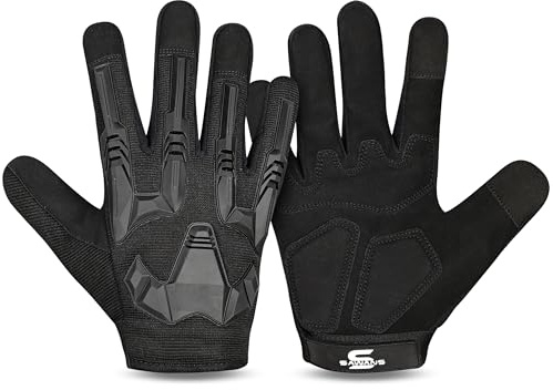 SAWANS Full Finger Gloves for Motorbike Motorcycle Touch Screen Riding Cycling Bicycle Men's Outdoor Hunting Hiking Work Climbing Camping Driving (Black, S)