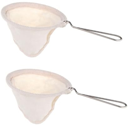 2 bolsas de filtro de café reutilizables de tela de franela con mango de acero inoxidable, adecuadas para el hogar, oficina, cafeterías