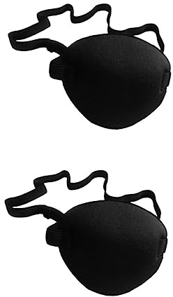 FRCOLOR 2 Stück Schwarze Augenklappen aus Hochelastischem Schwamm Verstellbar Volllichtblockierung für Amblyopie Strabismus Einaugenpflege und Cosplay Erwachsene