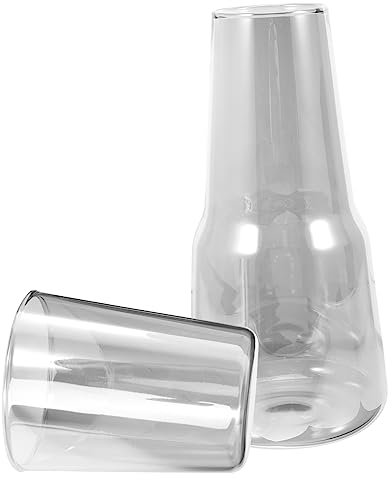 VINTORKY 1satz Wasserkaraffe Mit Becher Hochwertige Hitzebeständige Glaskaraffe Für Wasser Milch Kapazität Für Schlafzimmer Und Büro Rutschfestes Design