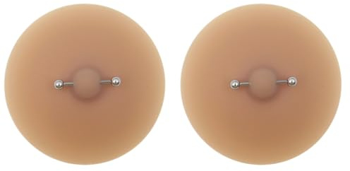 FIRSTXIU Women Nipple Cover Pasties with Faux Piercing Lingerie Reusable Breast Sticker Adhesive Sticky Bra Intimates Accessies
