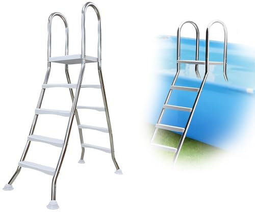 AIBOTY Escalera de Acero Inoxidable para Piscinas Elevadas Peldaños Antideslizantes Peldaños Duraderos para Piscinas Elevadas Peldaños a Pedales, Escaleras para Piscinas, Carga 250kg