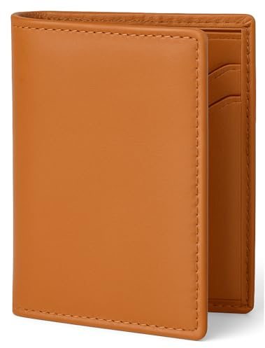 Porte Feuille pour Homme Minimaliste en Cuir avec Protection RFID, Slim Vertical Compact pour Poche, Porte Carte Homme avec Porte-Monnaie, Usage Quotidien, Bureau, Voyage, Cadeau, Pratique et Compact